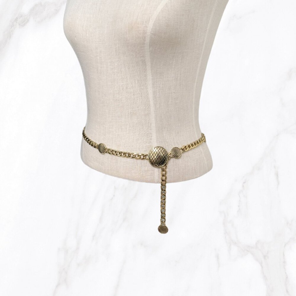 Vintage Unbranded Boho Gold Coin Chain Belt, OS